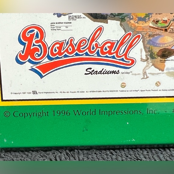 VINTAGE 1996 World Impressions Baseball Stadiums Jigsaw Puzzle in Tin Box 18x24” - Picture 2 of 3